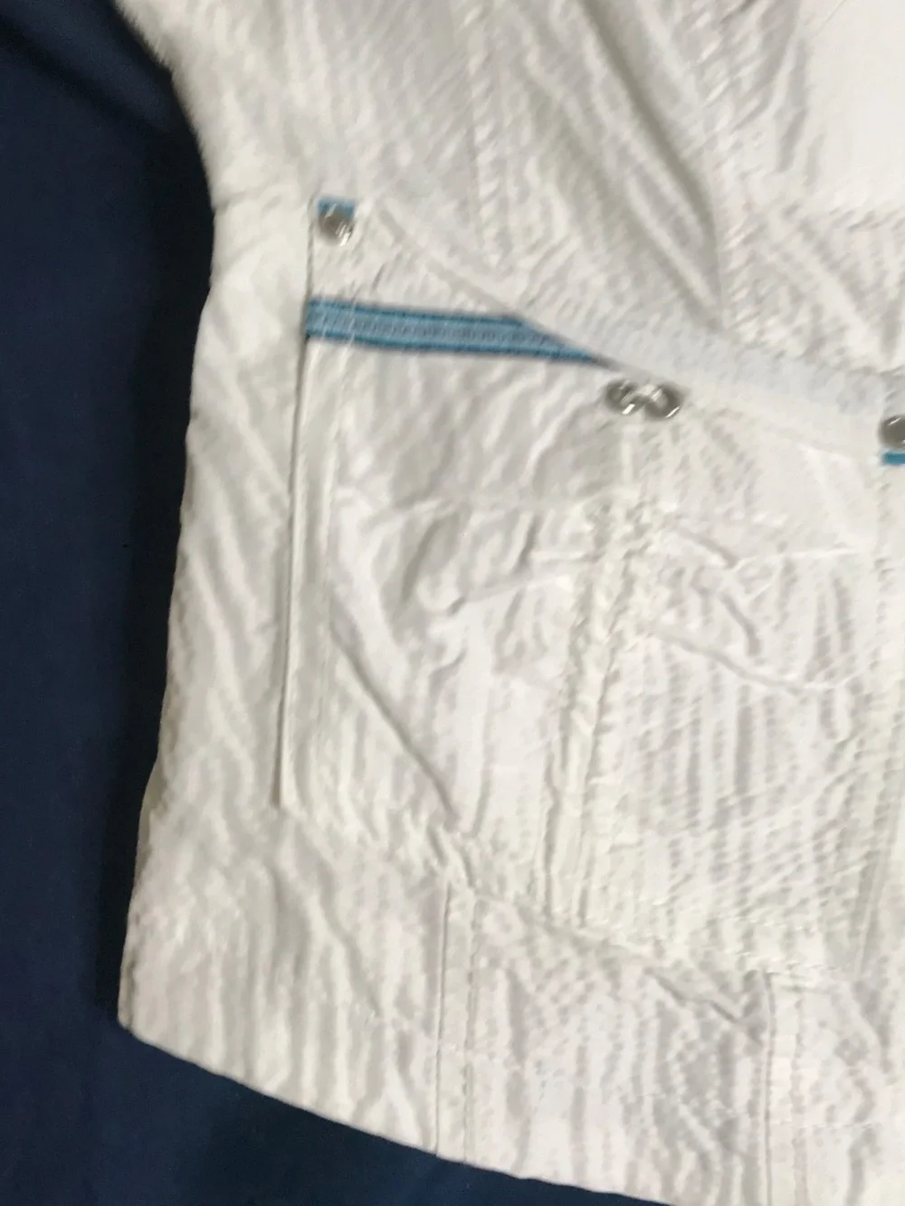 Crisca White Crinkle Zip Jacket Lightweight Oversized Collar Jacket Size L - Picture 10 of 11